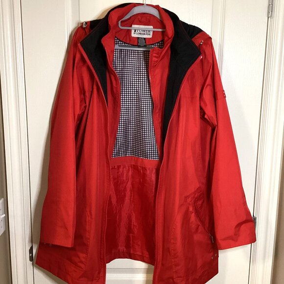 Tower by London Fog Women's Red Jacket Detachable Hood Size XL Double Zipper - Picture 5 of 12